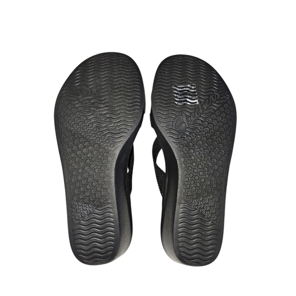 Skechers Women's Rumble On-Heat Maze Black Wedge Sandal 11 - Picture 8 of 9